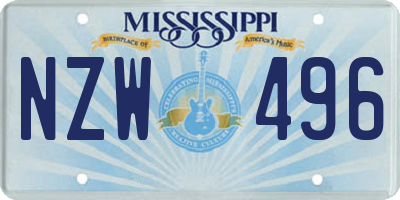 MS license plate NZW496