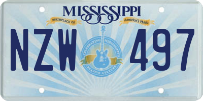 MS license plate NZW497