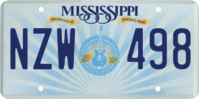 MS license plate NZW498