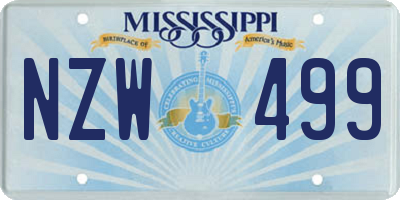 MS license plate NZW499