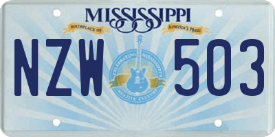 MS license plate NZW503