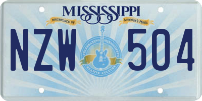MS license plate NZW504