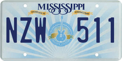 MS license plate NZW511