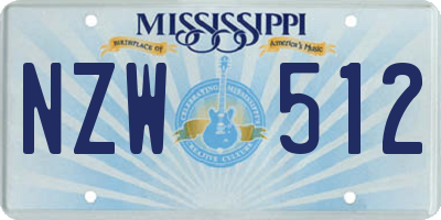 MS license plate NZW512