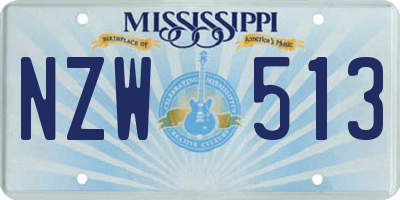MS license plate NZW513