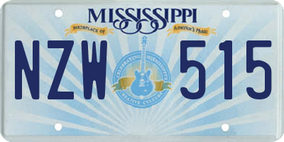 MS license plate NZW515