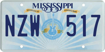 MS license plate NZW517