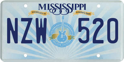 MS license plate NZW520