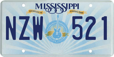 MS license plate NZW521