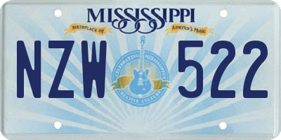 MS license plate NZW522
