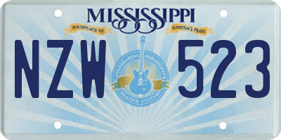 MS license plate NZW523