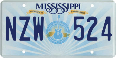 MS license plate NZW524