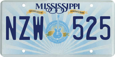 MS license plate NZW525