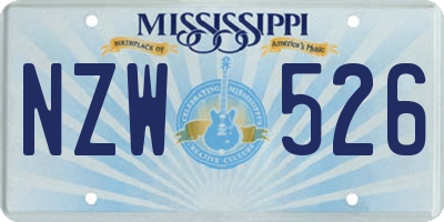 MS license plate NZW526