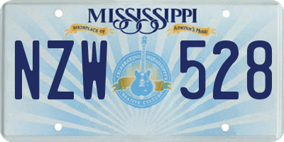 MS license plate NZW528