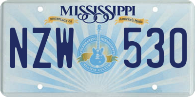 MS license plate NZW530