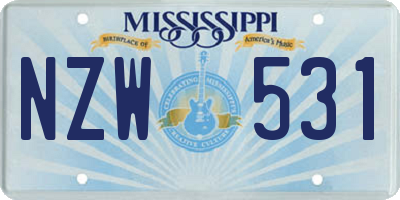 MS license plate NZW531