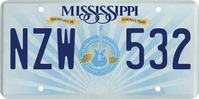 MS license plate NZW532