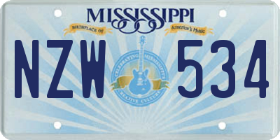 MS license plate NZW534