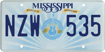 MS license plate NZW535