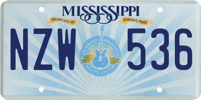 MS license plate NZW536