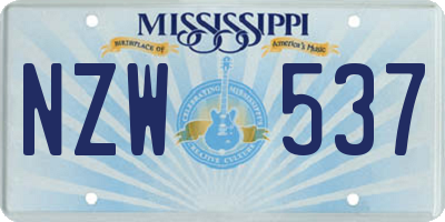 MS license plate NZW537