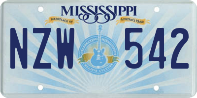 MS license plate NZW542