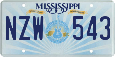 MS license plate NZW543