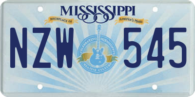 MS license plate NZW545