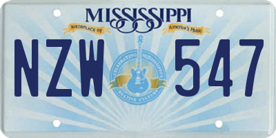 MS license plate NZW547
