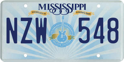 MS license plate NZW548