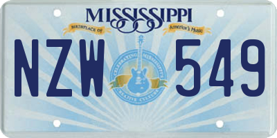 MS license plate NZW549