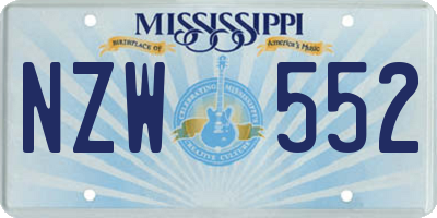 MS license plate NZW552
