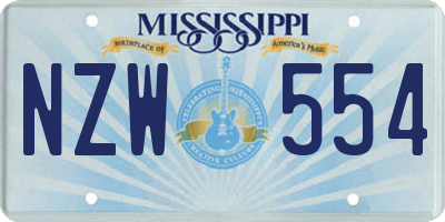 MS license plate NZW554
