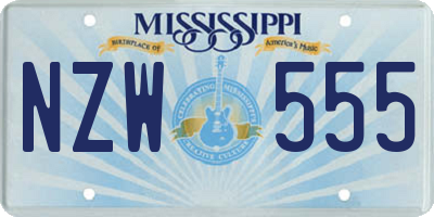 MS license plate NZW555
