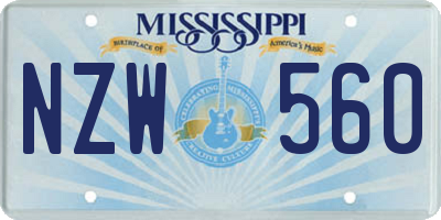 MS license plate NZW560