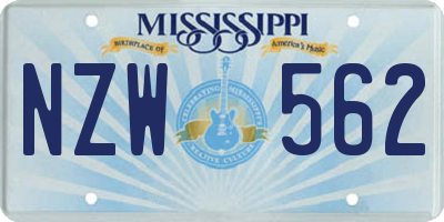 MS license plate NZW562