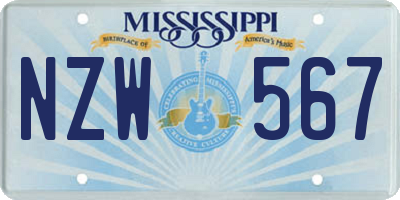 MS license plate NZW567
