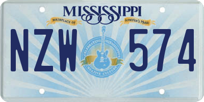 MS license plate NZW574