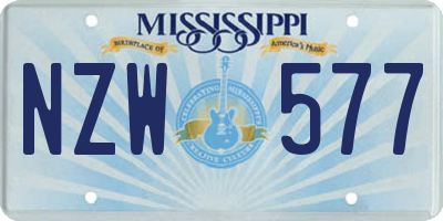 MS license plate NZW577