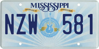 MS license plate NZW581