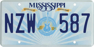 MS license plate NZW587
