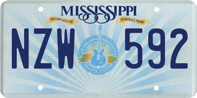 MS license plate NZW592