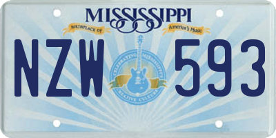 MS license plate NZW593
