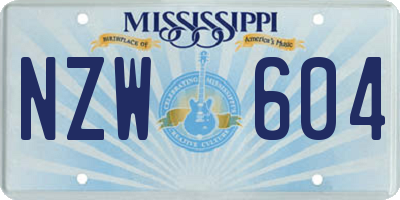 MS license plate NZW604