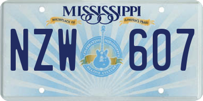 MS license plate NZW607