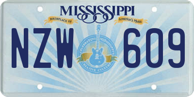 MS license plate NZW609