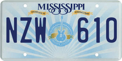 MS license plate NZW610
