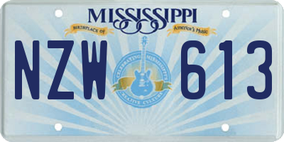 MS license plate NZW613