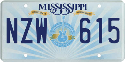 MS license plate NZW615
